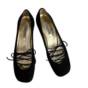 Black suede flats made in italy never worn